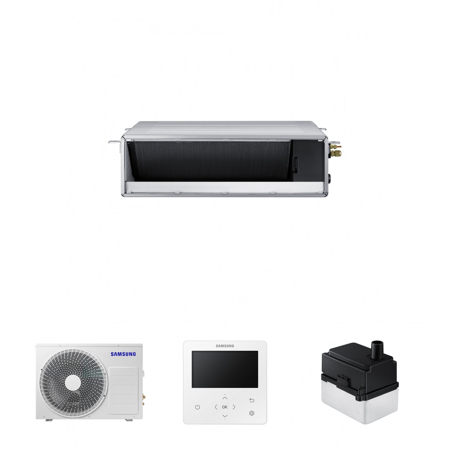 Samsung CAC 5.2kW Duct S unit with colour premium wired controller and external drain pump