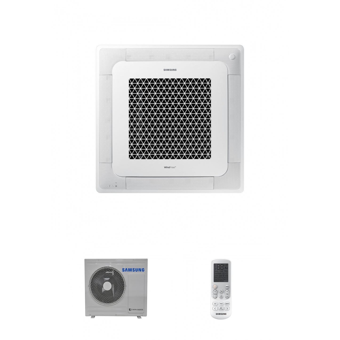 Samsung CAC 7.1kW 4 Way cassette WindFree with 4 way fascia panel and wireless controller