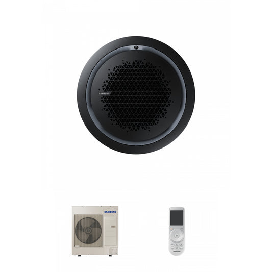 Samsung CAC 10kW 360 3ph Cassette with black circular fascia panel and wireless controller