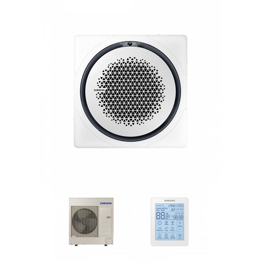 Samsung CAC 10kW 360 3ph Cassette with white square fascia panel and simplified wired controller