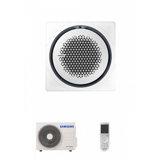 Samsung CAC 5.2kW 360 Cassette high efficiency with white square fascia panel and wireless controller